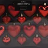 Kerst ornament Fitun hart rood 6,5 x 6,5 x 2 cm 16 stuks