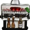 Kerst ornament Grilli buitenkeuken zwart / wit 7 x 3,8 x 12,1 cm