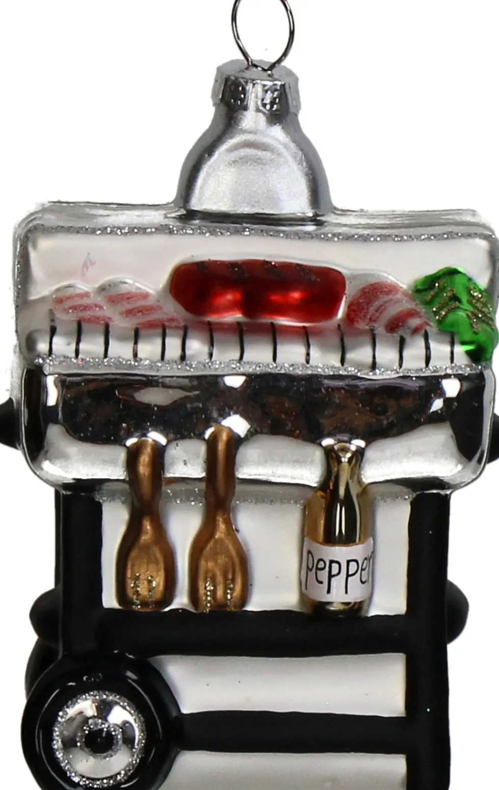 Kerst ornament Grilli buitenkeuken zwart / wit 7 x 3,8 x 12,1 cm