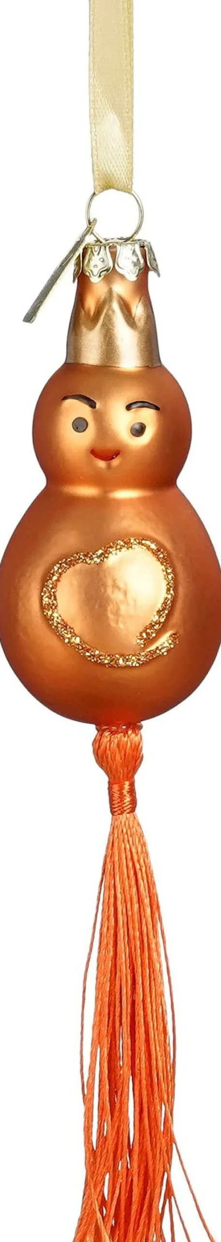 Kerst ornament Prinses Maxima Centrum gelukspoppetje oranje 3,5 x 3,5 x 15 cm