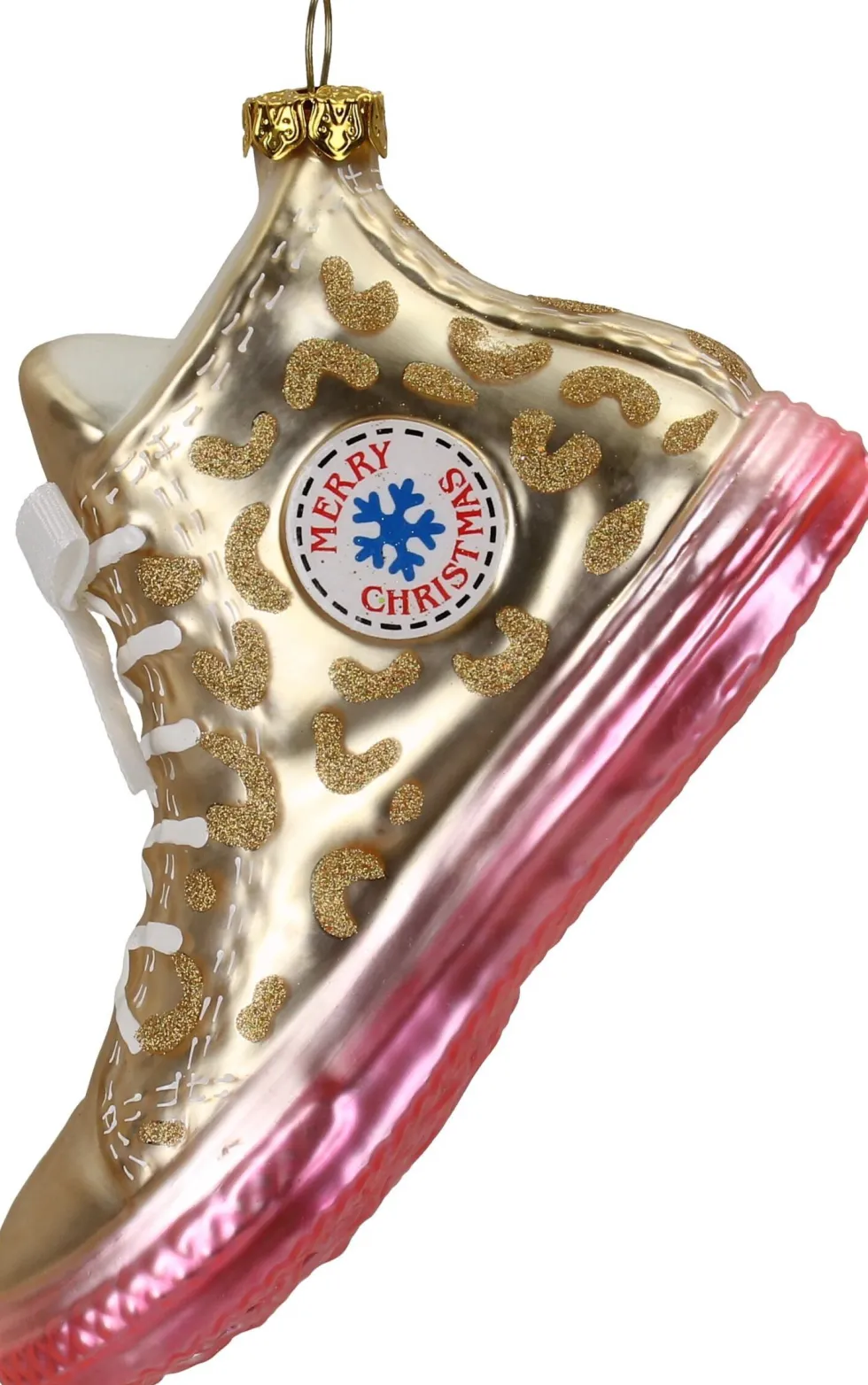 Kerst ornament sneaker goud 7,6 x 5,1 x 12,7 cm