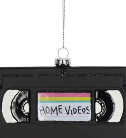 Kerst ornament videoband zwart / wit 11,5 x 2.2 x 8,2 cm