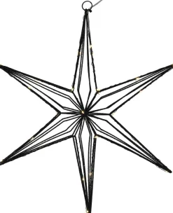 Kerstster Arno zwart met 30 lampjes warm wit 41,5 x 40 x 5 cm