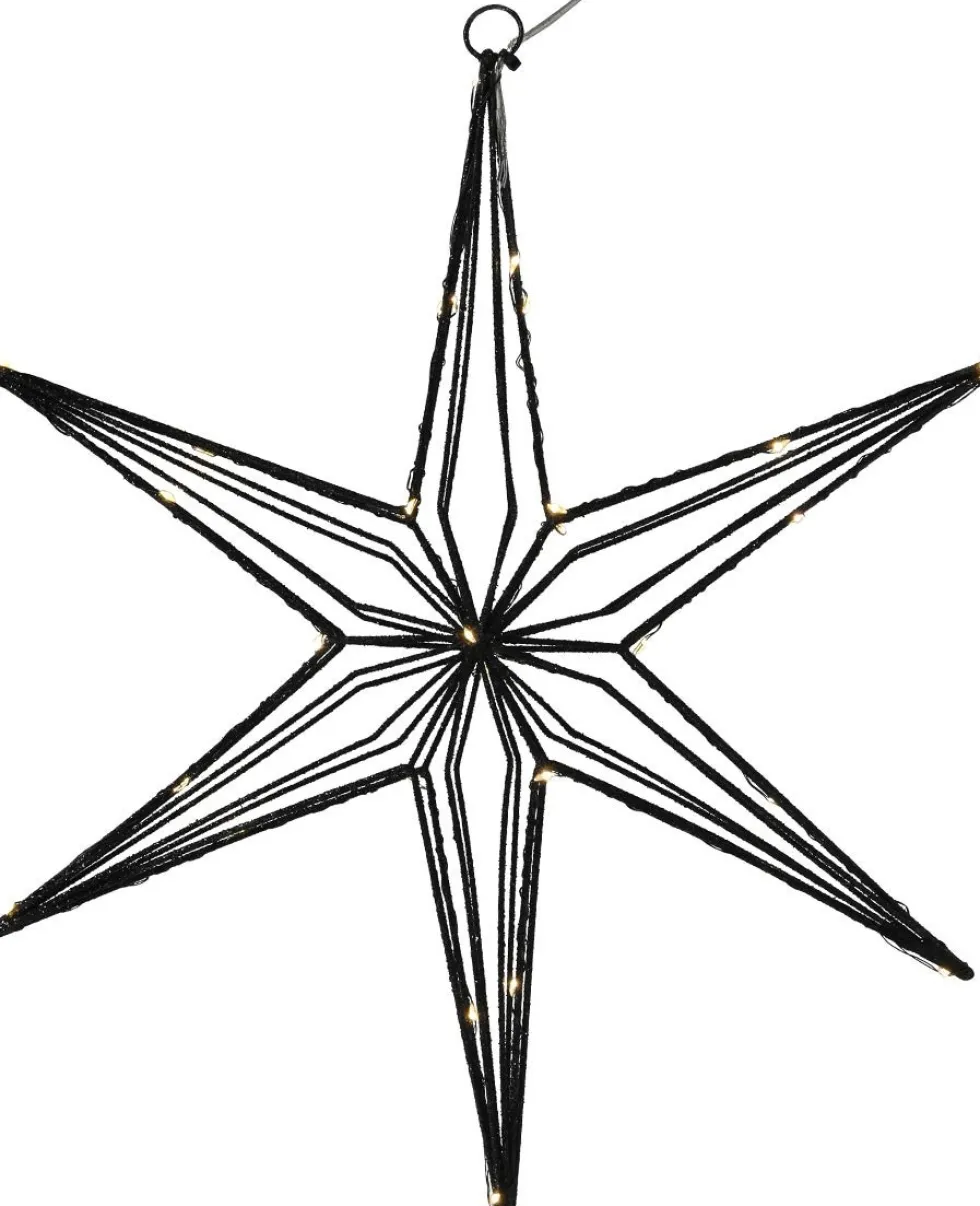 Kerstster Arno zwart met 30 lampjes warm wit 41,5 x 40 x 5 cm