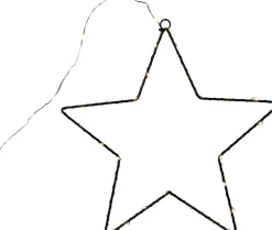 Kerstster Marnix zwart met 50 lampjes warm wit 50 x 50 x 3 cm