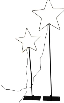 Kerststerren met verlichting zwart 30 x 2 x 125 cm 2 stuks