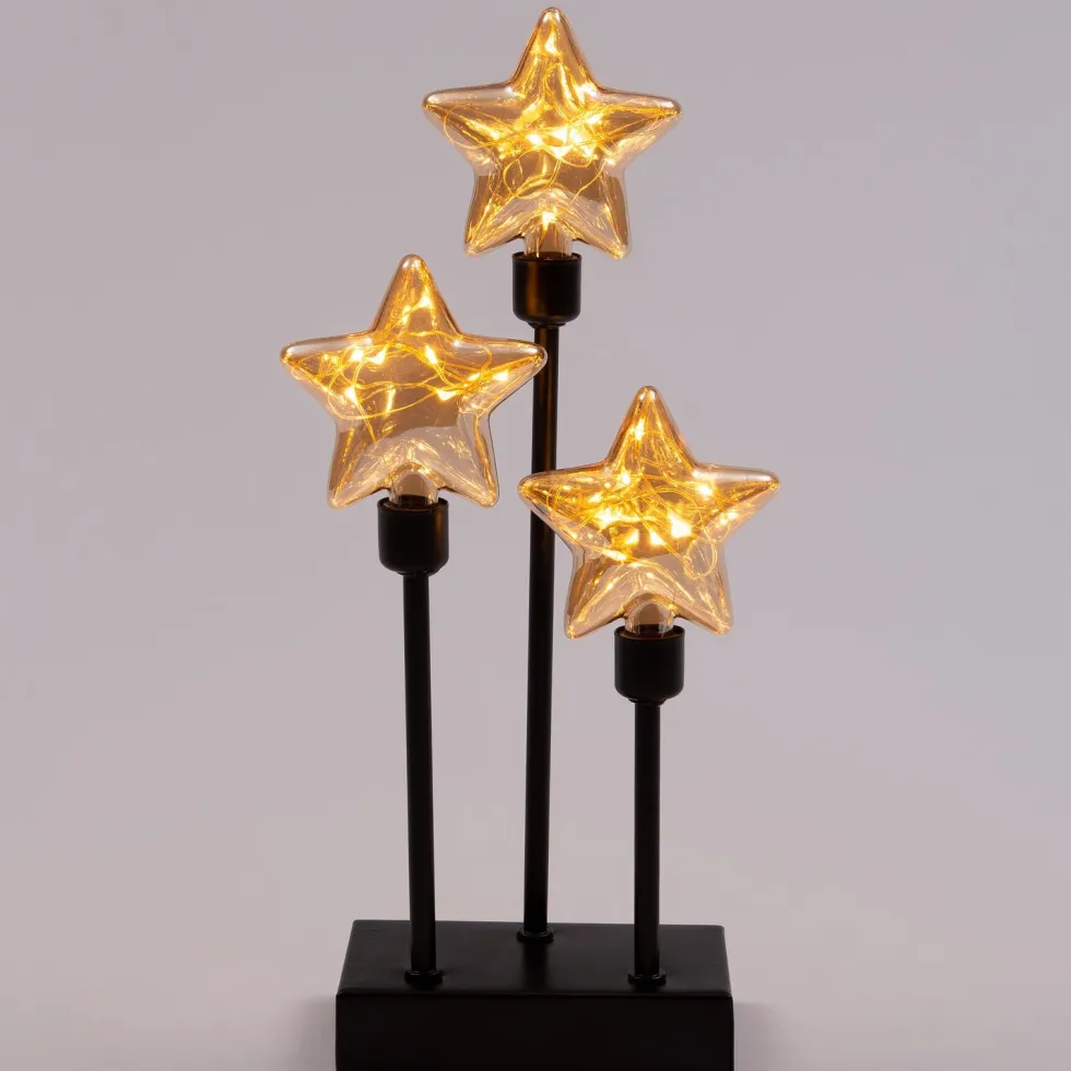Kerststerren op standaard zwart 14,5 x 7 x 32 cm
