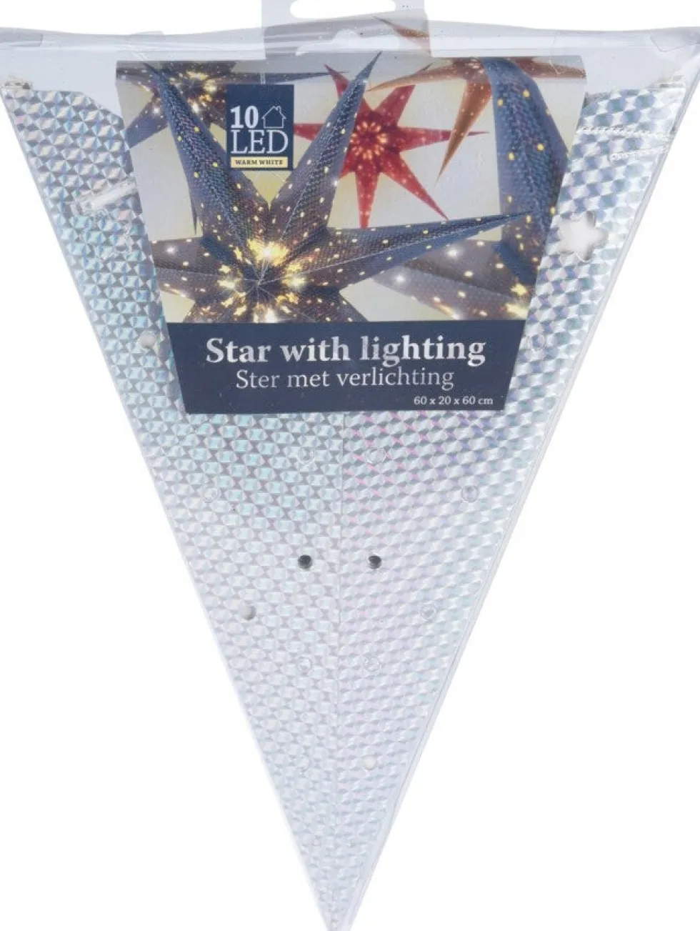 Kerstster zilver met verlichting D 60 H 10 cm