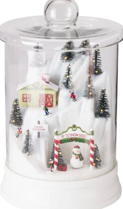 Kersttafereel ski piste stolp met verlichting 25,5 x 15,2 x 33 cm