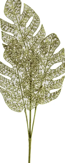 Kersttak met glitter monstera blad goud 78 cm