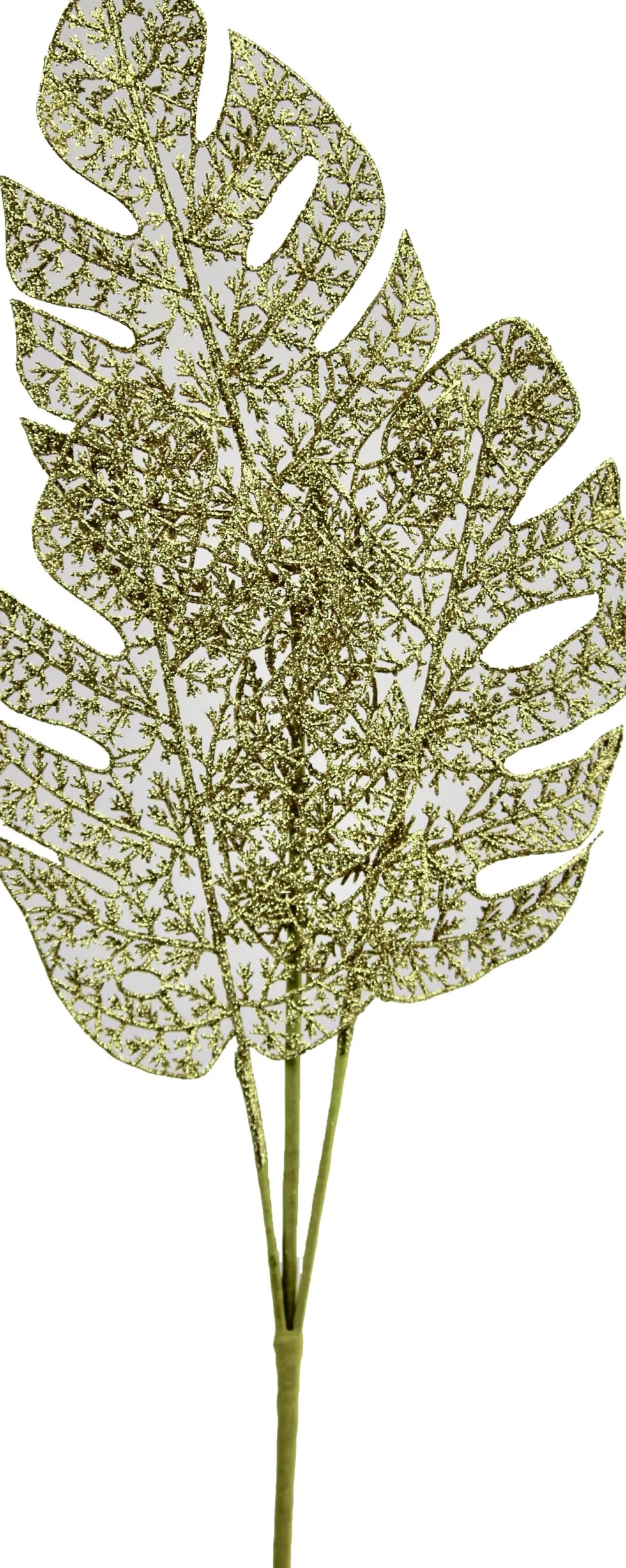 Kersttak met glitter monstera blad goud 78 cm