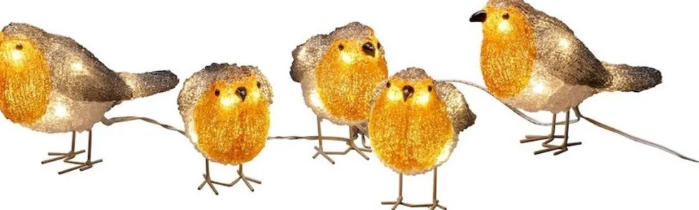 Konstsmide kerstfiguur vogel met verlichting 7 x 17 x 11 cm 5 stuks