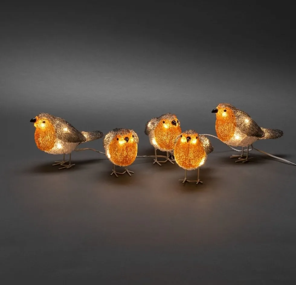 Konstsmide kerstfiguur vogel met verlichting 7 x 17 x 11 cm 5 stuks