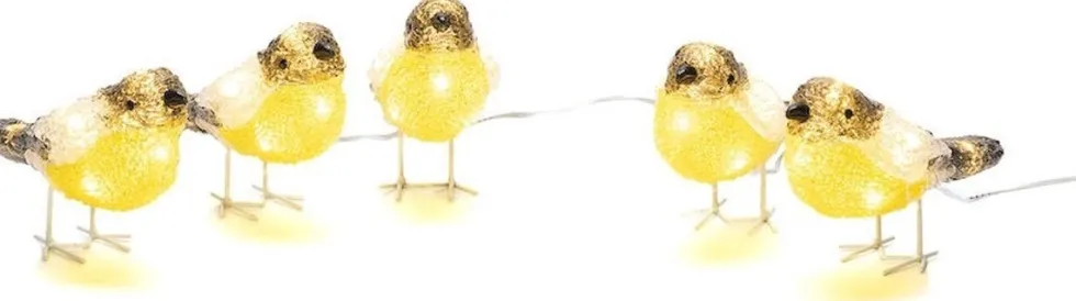 Konstsmide kerstfiguur vogel met verlichting 5,5 x 16 x 10 cm 5 stuks