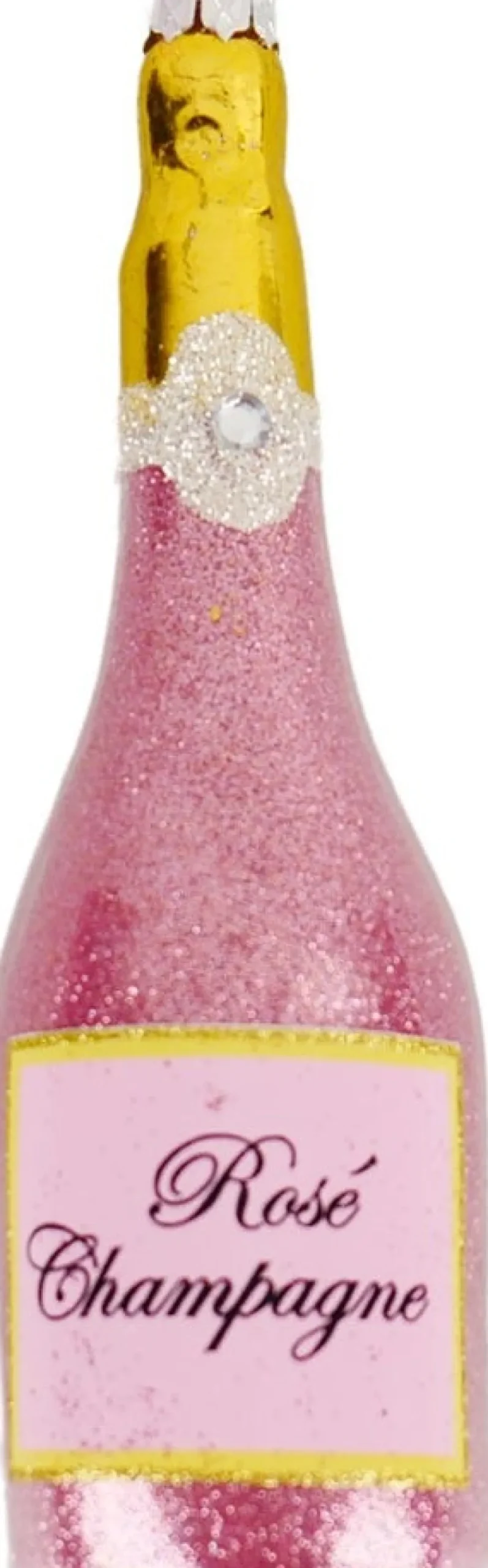 Kurt S. Adler kerst ornament champagnefles roze 8 x 5 x 8 cm