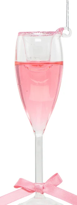 Kurt S. Adler kerst ornament champagneglas roze D 4 H 11,6 cm