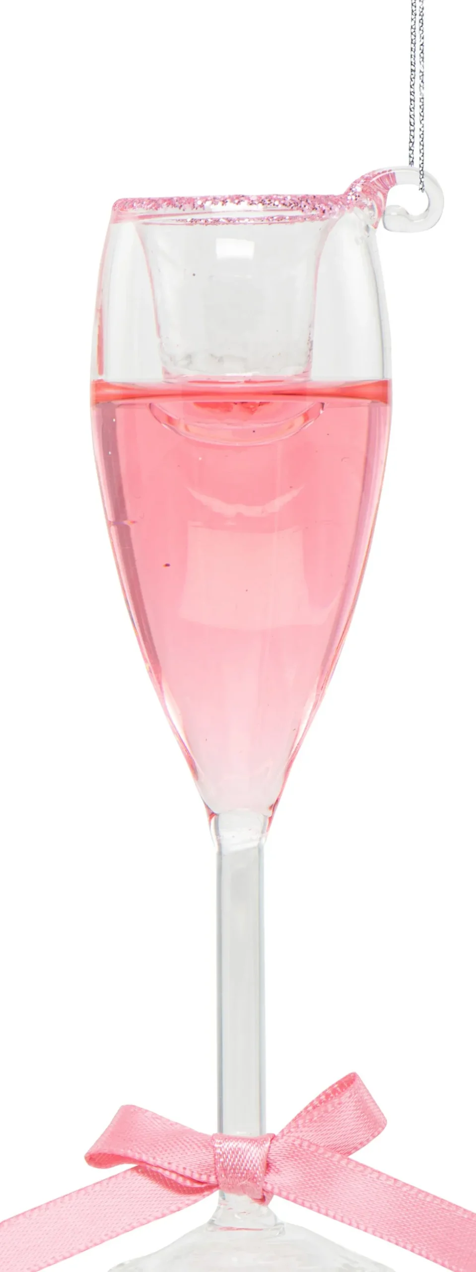 Kurt S. Adler kerst ornament champagneglas roze D 4 H 11,6 cm