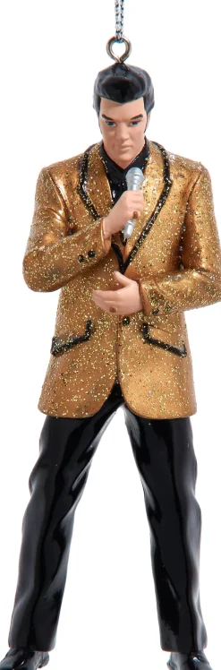 Kurt S. Adler kerst ornament Elvis Presley in goud jasje 4 x 4 x 6 cm
