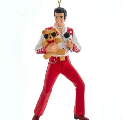 Kurt S. Adler kerst ornament Elvis Presley met teddybeer rood 12,19 x 5,08 x 2,54 cm