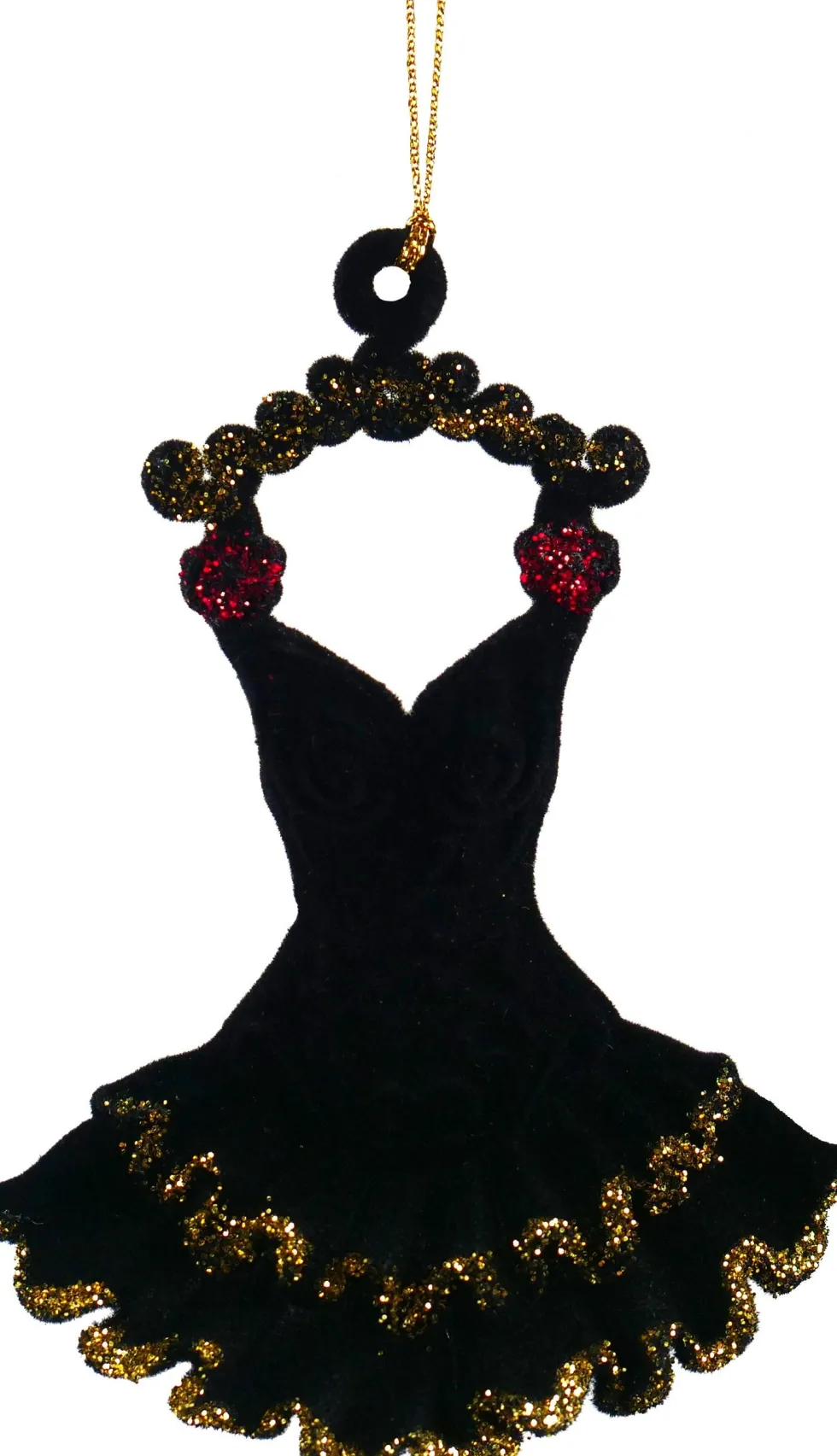 Kurt S. Adler kerst ornament jurkje Burlesque zwart 6 x 12 x 16 cm