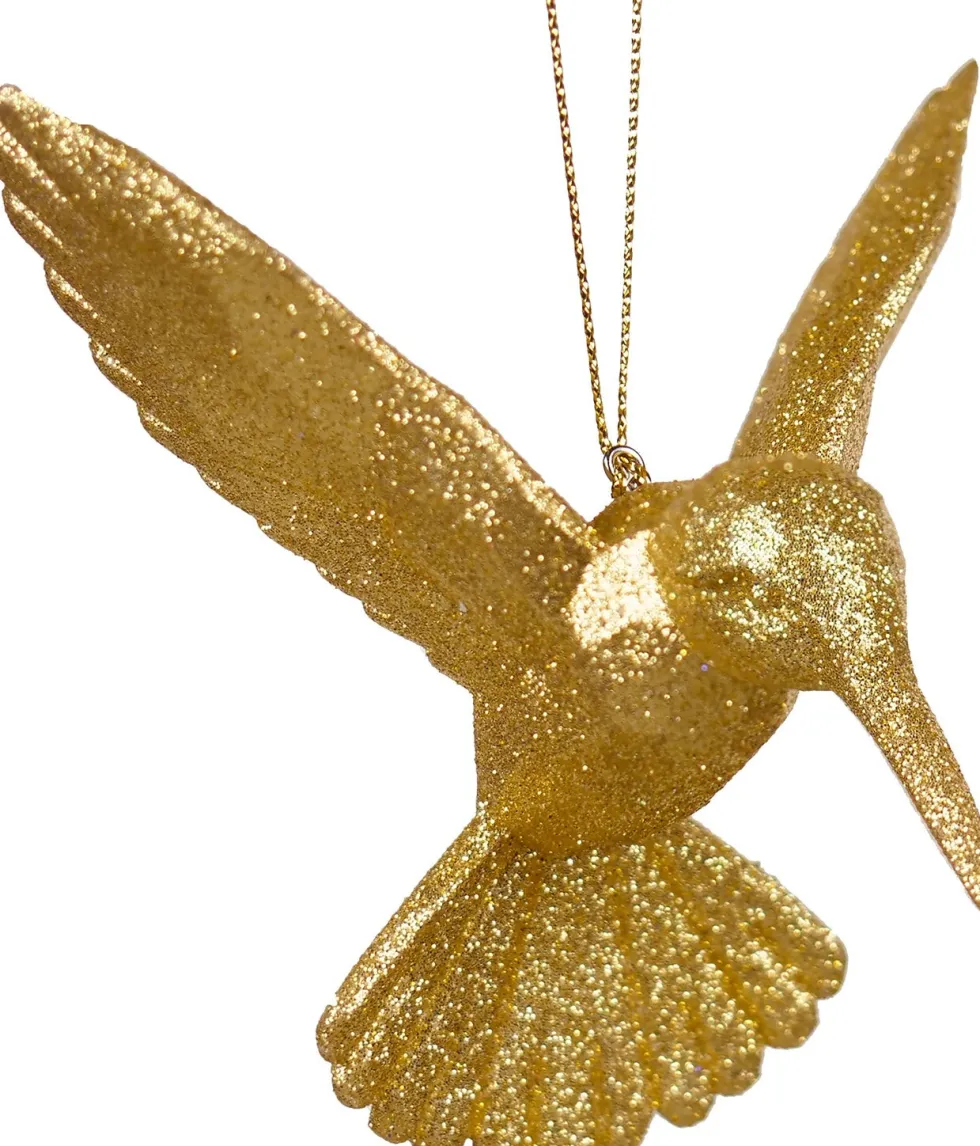Kurt S. Adler kerst ornament kolibrie met glitters goud 8 x 10 x 10 cm