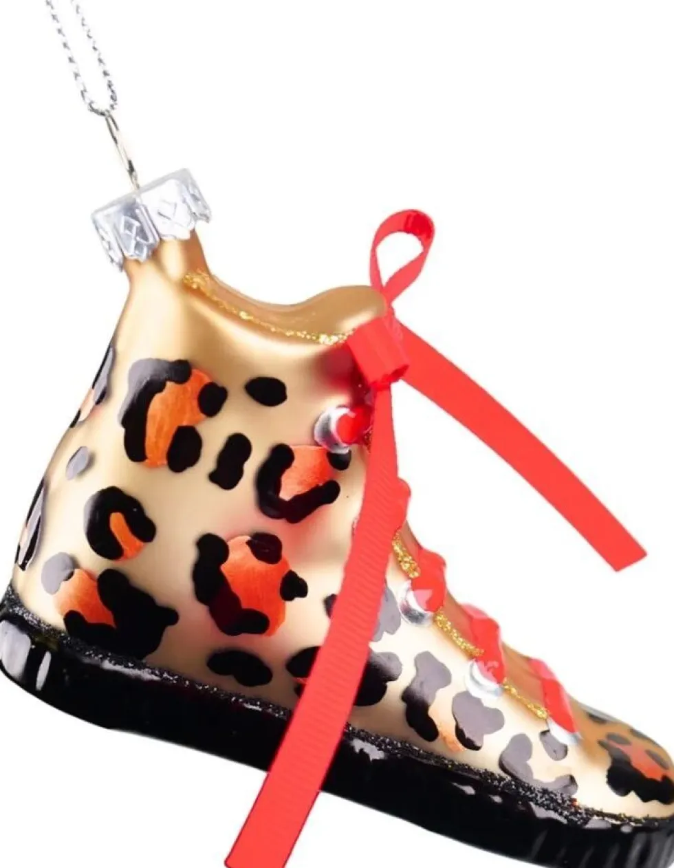 Kurt S. Adler kerst ornament schoen met luipaardprint goud 6,03 x 5,40 x 13,65 cm