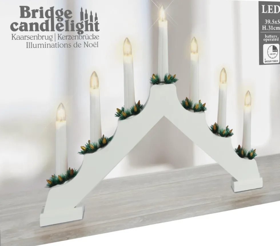 LED kaarsenbrug wit 41 x 6 x 32,5 cm