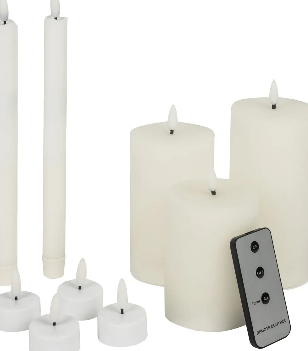 LED kaarsenset met afstandsbediening / timer wit 9 stuks