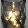 LED kaars in glas grijs D 4,7 H 5,7 cm