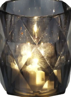 LED kaars in glas grijs D 4,7 H 5,7 cm