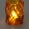 LED kaars in glas oranje D 4,7 H 5,7 cm