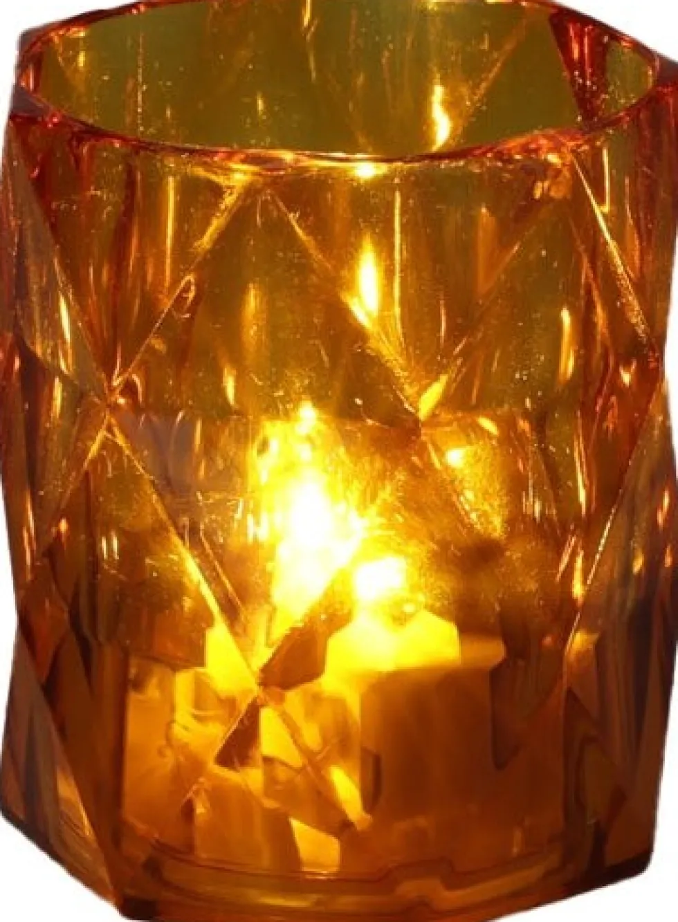 LED kaars in glas oranje D 4,7 H 5,7 cm