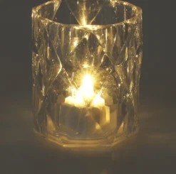 LED kaars in glas transparant D 4,7 H 5,7 cm
