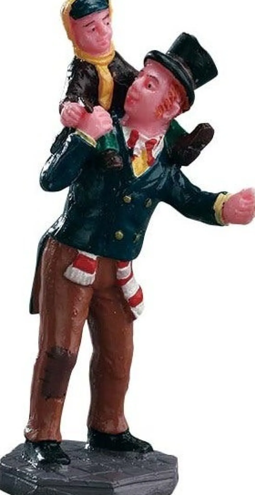 Lemax Caddington Village kerstdorpminiatuur bob cratchit tiny Tim (kind op nek) 3,5 x 2,6 x 7,2 cm