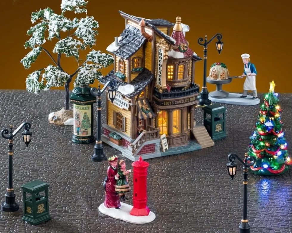 Lemax Caddington Village kerstdorp set lucy's chocolate shop (chocolade winkel) 20,9 x 18,2 x 26,1 cm 15-delig