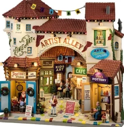 Lemax Caddington Village kerstdorp artist alley (kunst straat) 9,6 x 27,2 x 27,5 cm