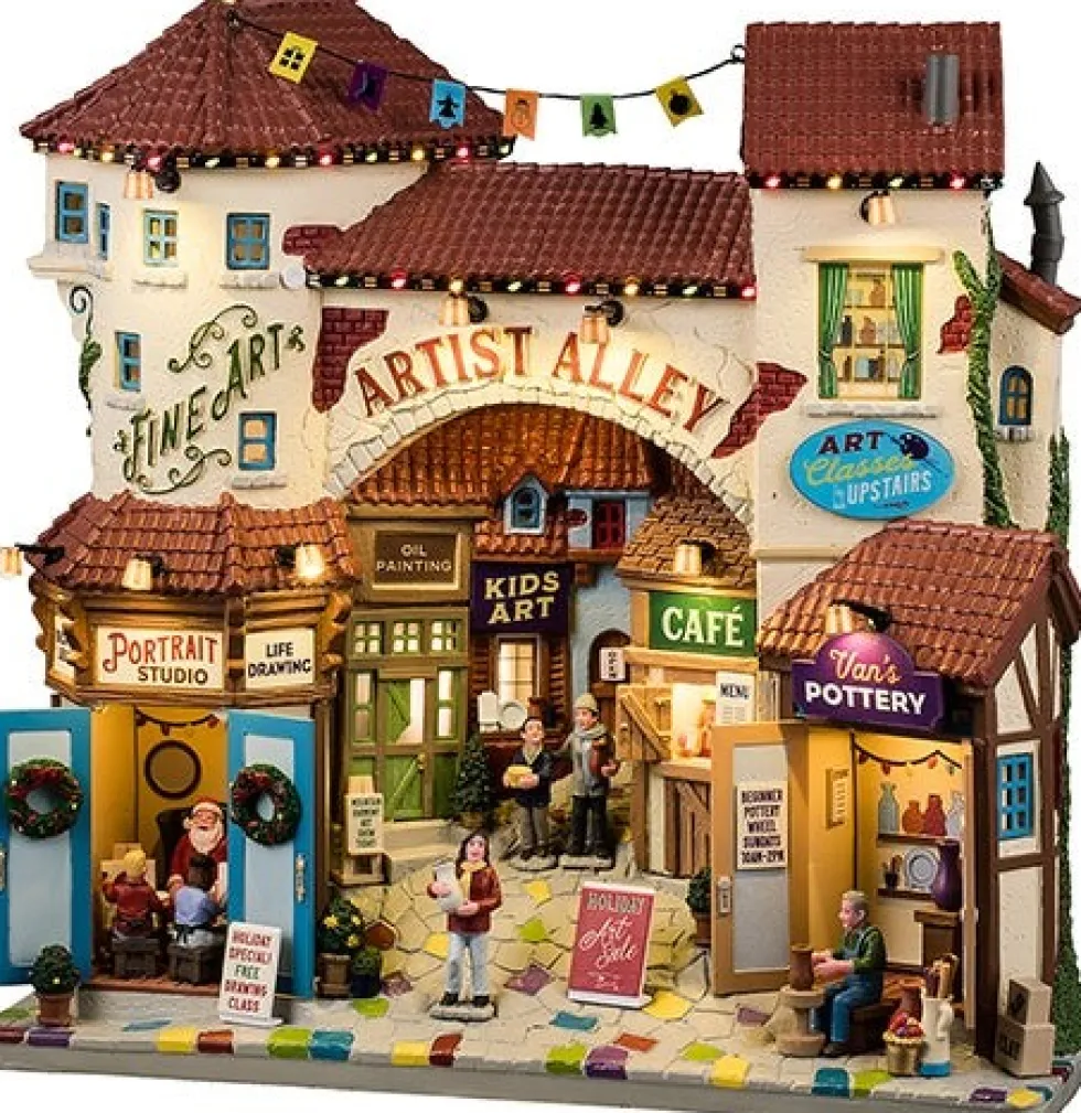 Lemax Caddington Village kerstdorp artist alley (kunst straat) 9,6 x 27,2 x 27,5 cm