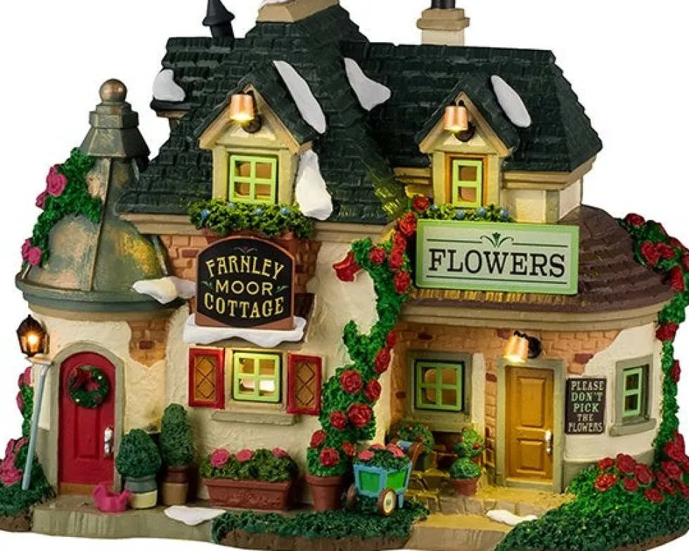 Lemax Caddington Village kersthuisje farnley moor cottage (bloemenboutique) 13,5 x 21 x 15,5 cm