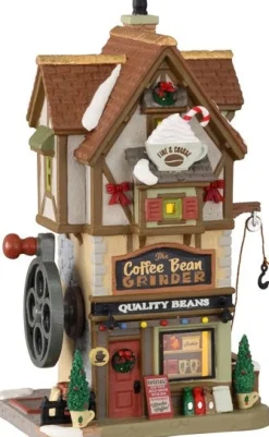 Lemax Caddington Village kersthuisje the coffee bean grinder (café) 13,5 x 10 x 21,5 cm