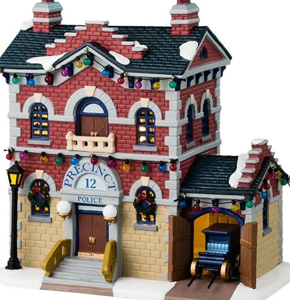 Lemax Caddington Village kersthuisje precinct 12 police (politiebureau) 12,5 x 20,5 x 20,5 cm