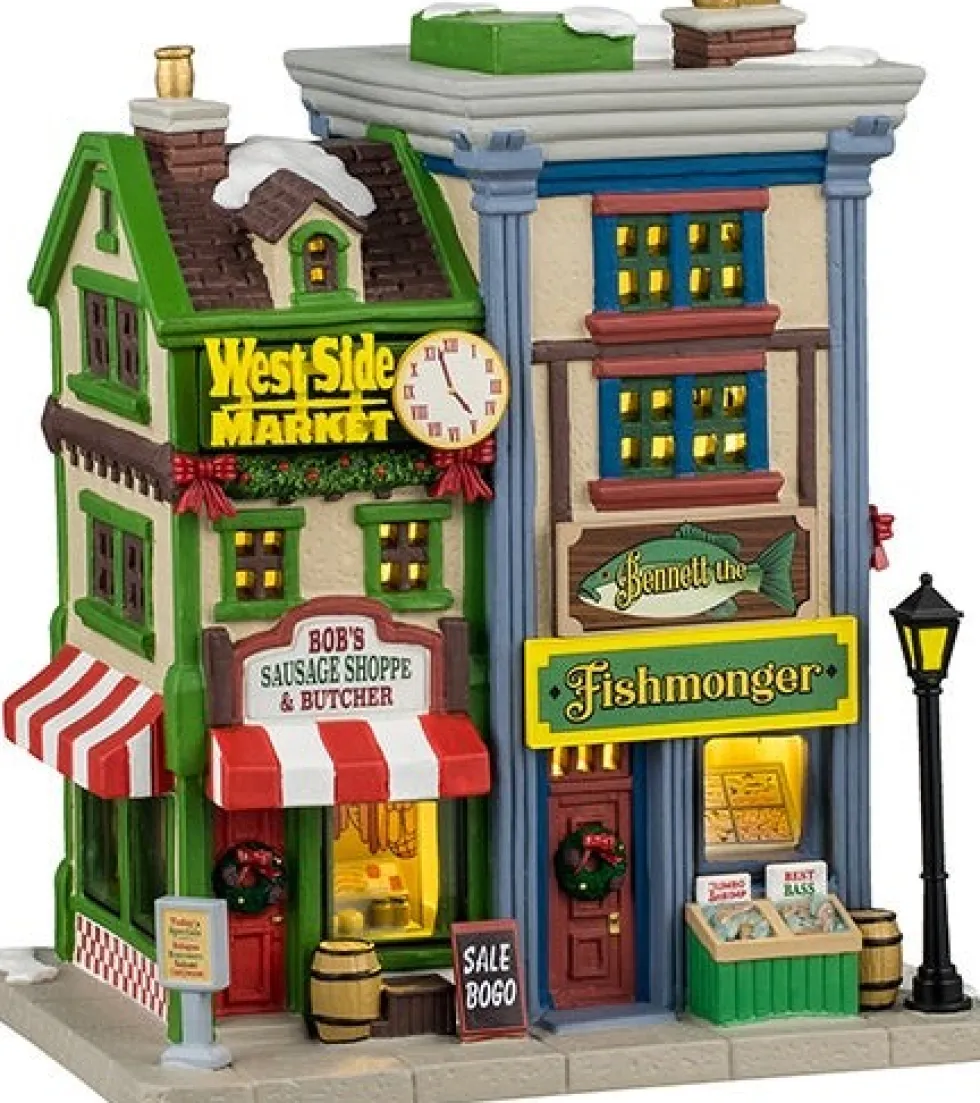 Lemax Caddington Village kerstdorp west side market shops (winkelstraat) 12,6 x 16 x 19,5 cm