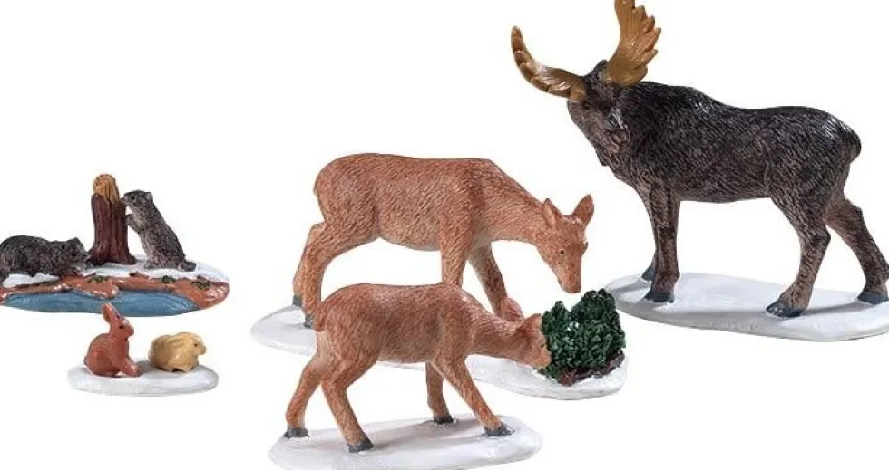 Lemax General kerstdorpminiatuur wild animals (bosdieren) 29,4 x 4 x 7,6 cm 5 stuks