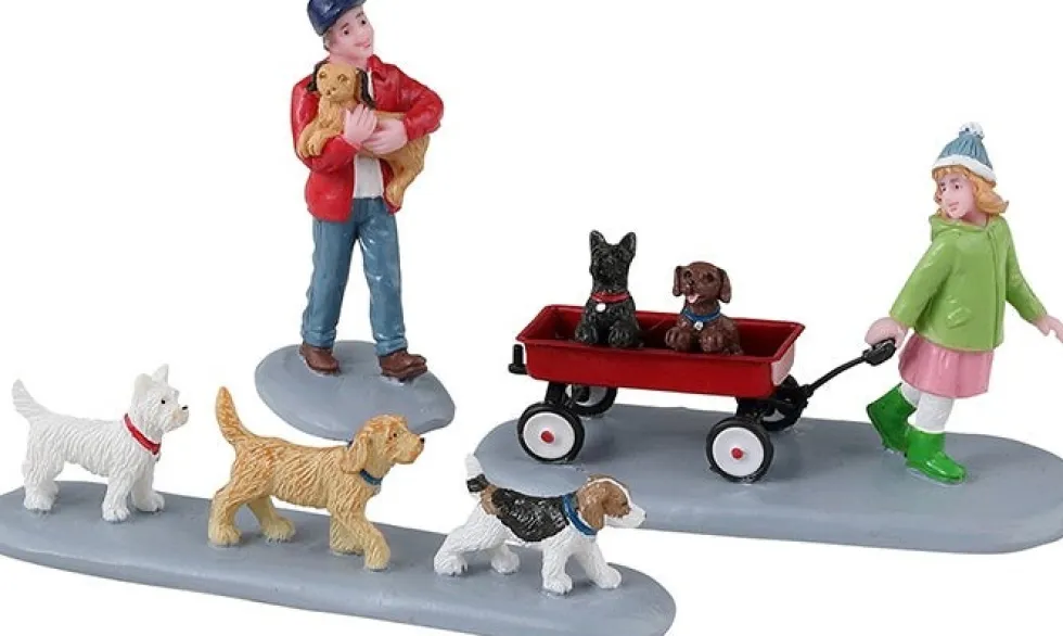 Lemax General kerstdorpminiatuur puppy parade (puppies uitlaten) 20,4 x 3,5 x 5,8 cm 3-delig