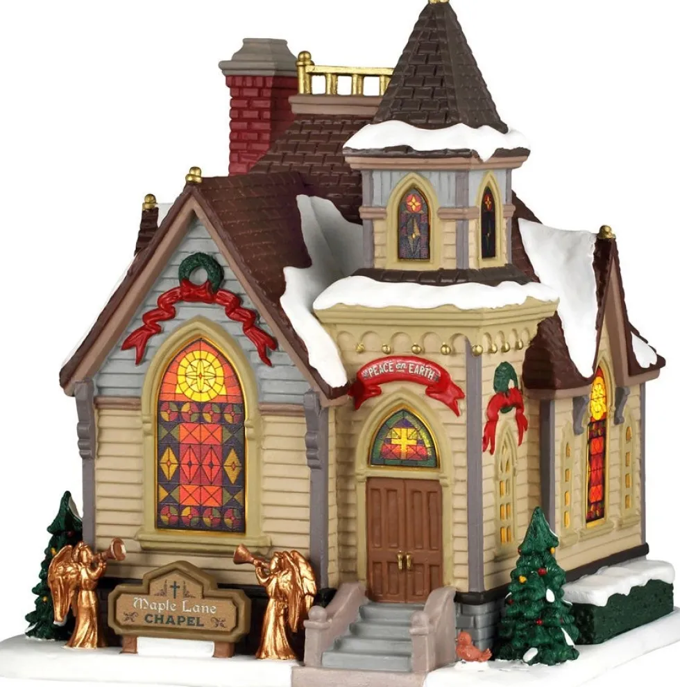 Lemax Harvest Crossing kersthuisje maple lane chapel (kerk) 22,9 x 18,4 x 26,8 cm