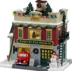 Lemax Jukebox Junction kersthuisje casey st. firehouse (brandweerkazerne) 18,5 x 12,5 x 18,9 cm