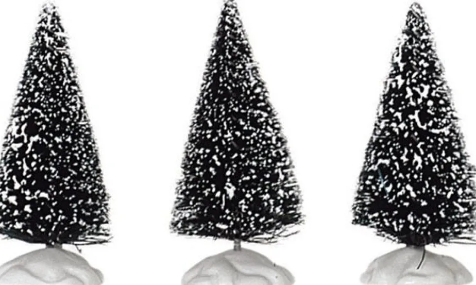 Lemax kerstdorpminiatuur Bristle tree (borstelboom) mini 8,4 x 2,8 x 6,4 cm 3 stuks