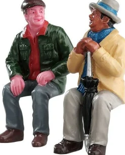 Lemax kerstdorpminiatuur chatting old friends (vrienden praten bij) H 5,6 cm