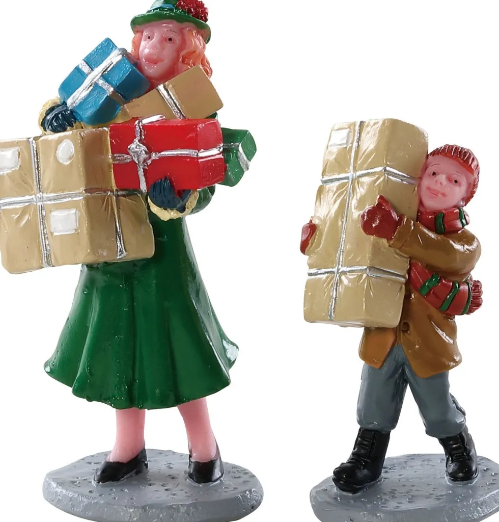Lemax kerstdorpminiatuur christmas rush (kerstdrukte) 2-delig 5,5 x 3 x 6,5 cm