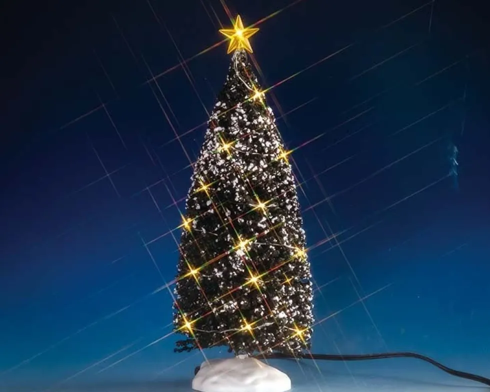 Lemax kerstdorpminiatuur clear light evergreen tree, large (kerstboom) D 10,5 H 25,5 cm