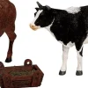 Lemax kerstdorpminiatuur feeding cow and bull (koeienvoer) H 5,7 cm